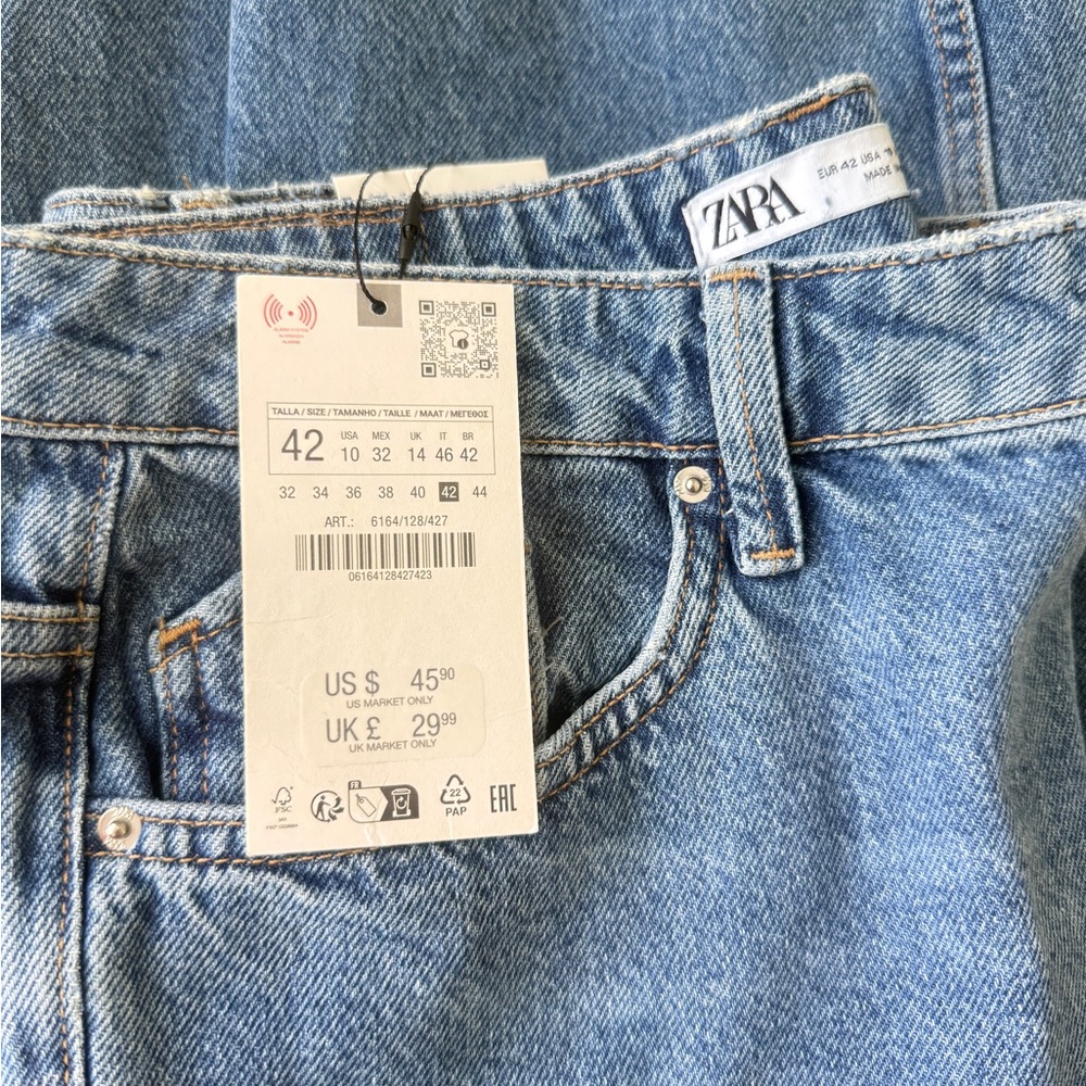 Zara Light Blue Straight Fit Jeans